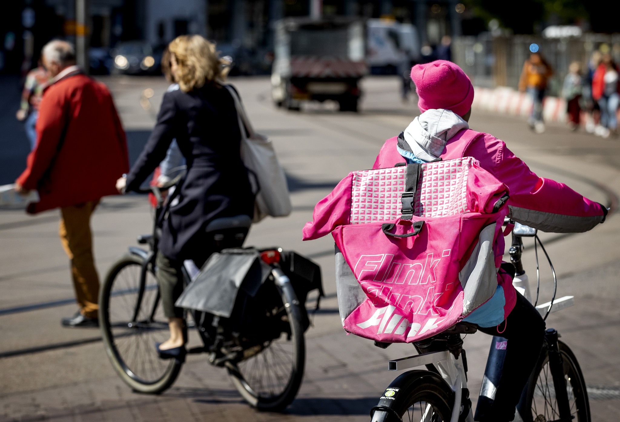 Een bezorger van Flink in het centrum van Den Haag. ANP