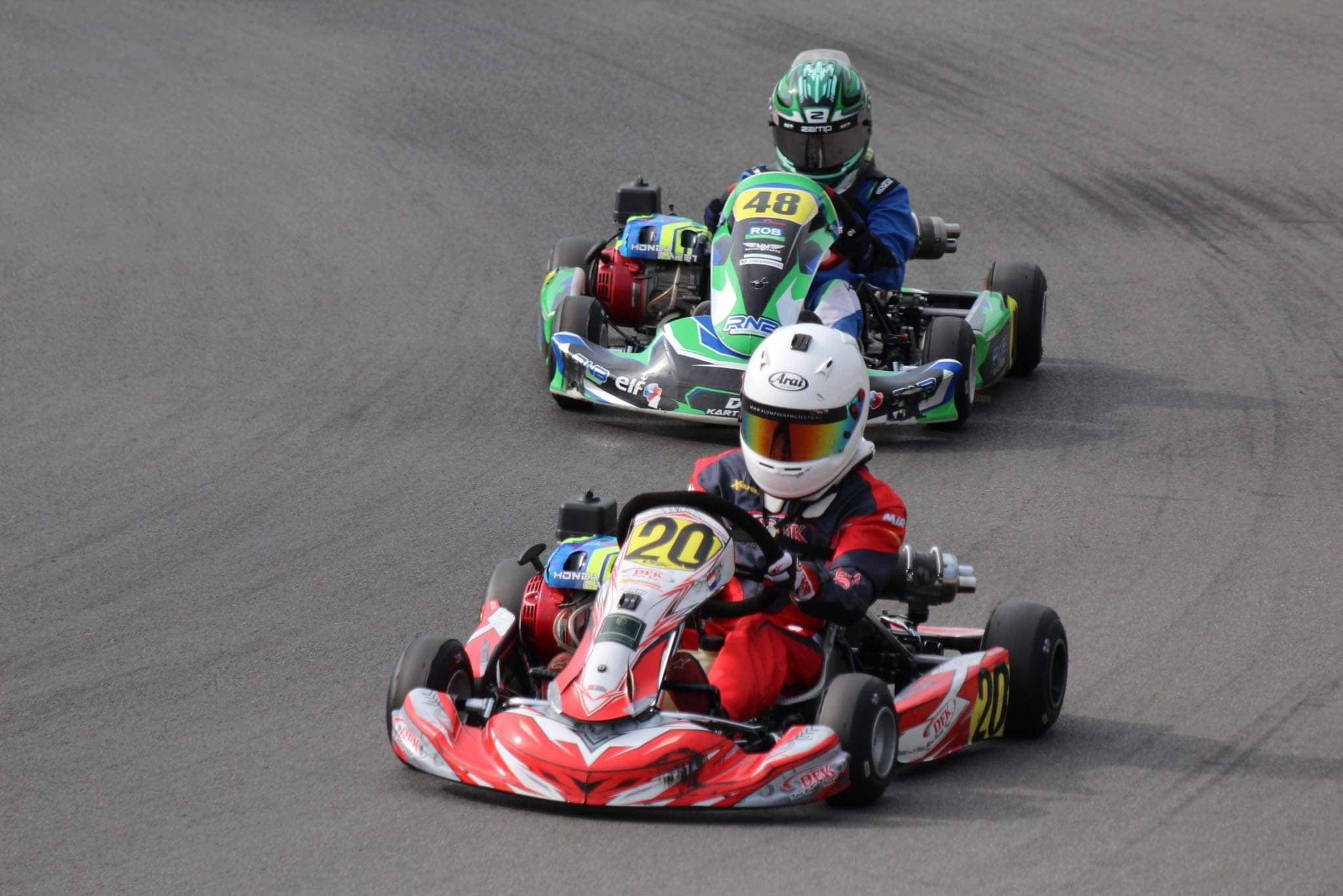 Rijdend met ‘zijn’ nummer 20 rijdt Daan de concurrentie in de GK4 Honda Cadet klasse zoek. Volgend seizoen hoopt hij hetzelfde te doen in de Mini Parilla klasse of Honda 9 PK. Foto: Deborah Lindekens.
