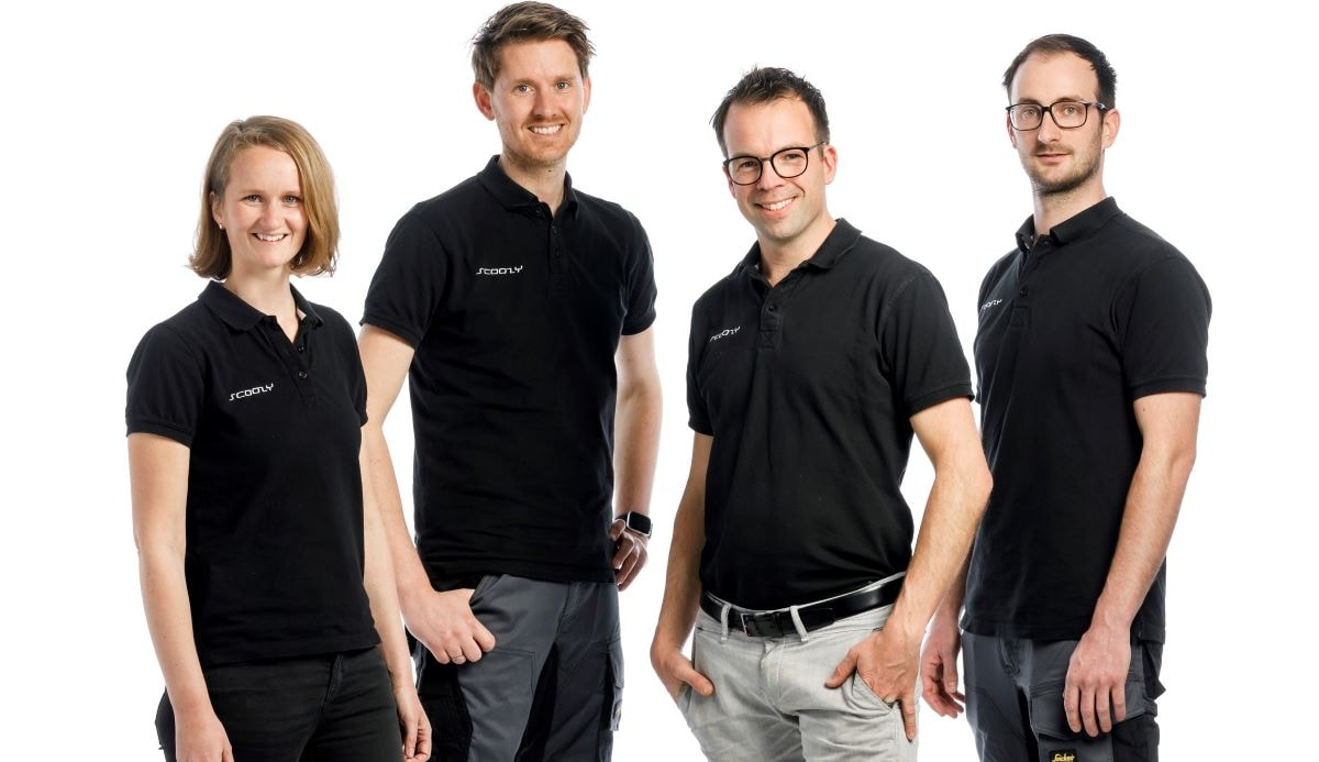 Het team achter Scoozy (v.l.n.r.): Nelianekke de Leeuw, Jan-Willem van Gent, Job van de Kieft en Mitchel Vermulst. Foto: Scoozy