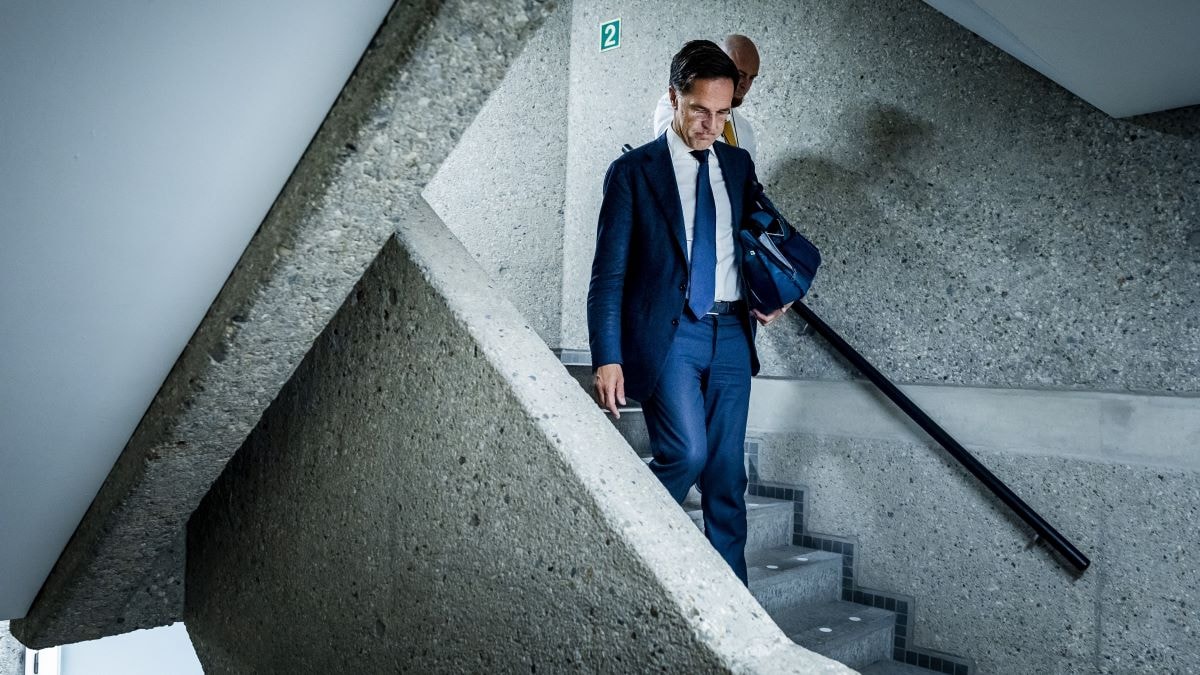 Mark Rutte maandagochtend vlak na het aankondigen van zijn vertrek. Foto: ANP