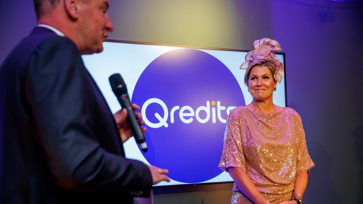 Koningin Máxima tijdens de opening van het nieuwe Qredits-pand in Almelo. Foto: Qredits