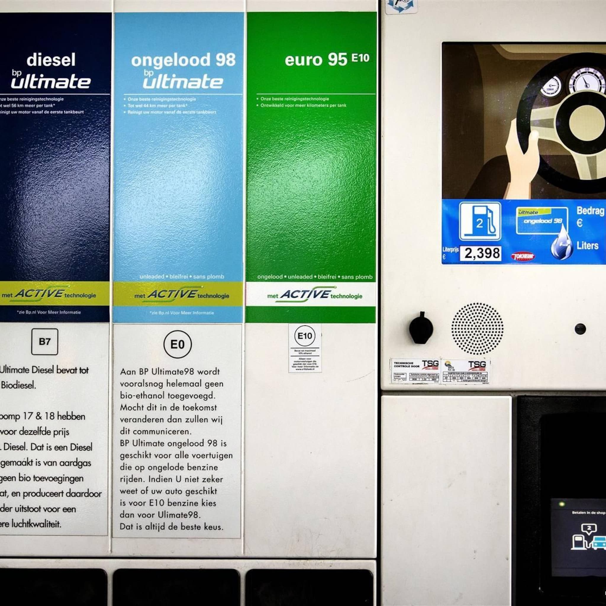 premium 98 benzine steeds duurder vergeleken met gewone 95