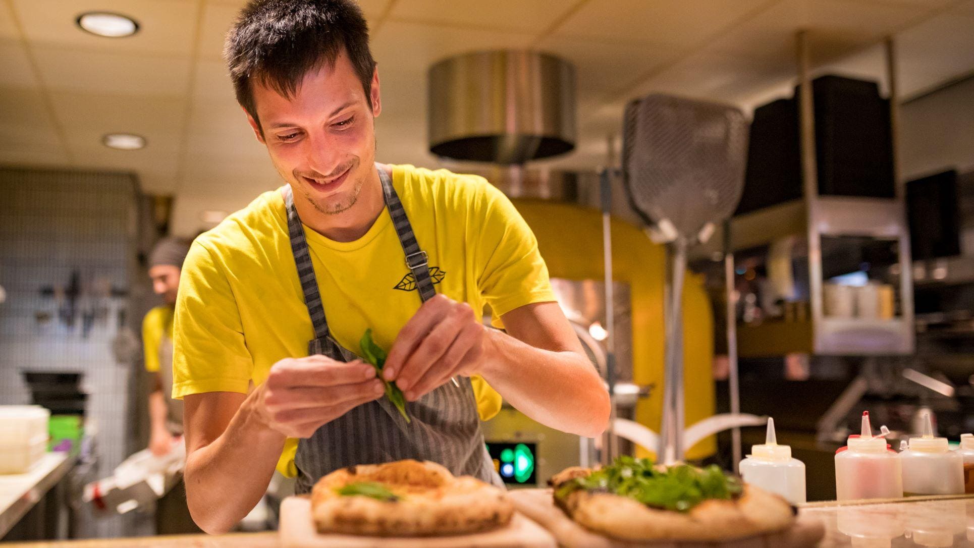 Personeel aan het werk in Vegitalian.