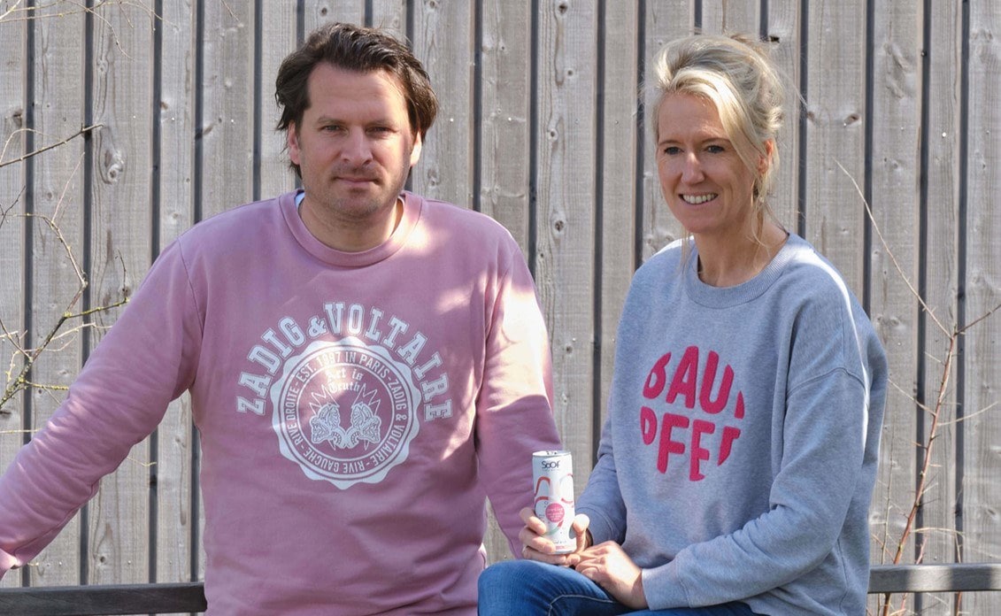 De oprichters van siroop- en limonademerk Soof, Nicole Horsmans en Daan Harterink.