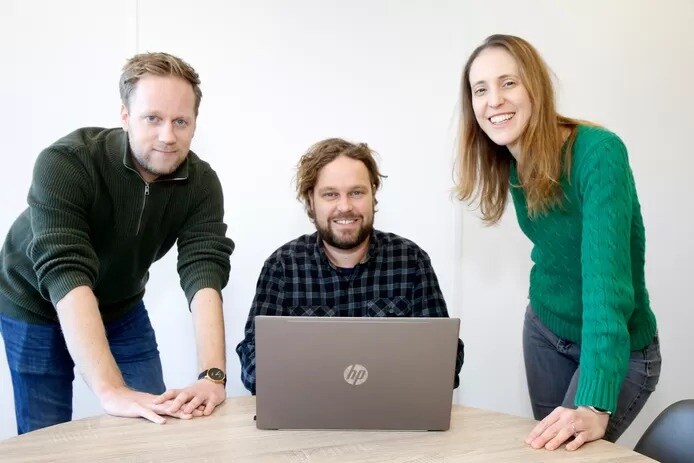 Felix Hermsen, Marnix Naber en Belén Hein van Neurolytics. Foto: AD/Ruud Voest.