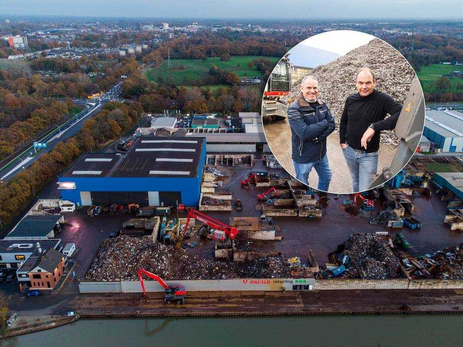 Dronebeeld van het familiebedrijf Riwald. Inzet: de eigenaren. Foto: Tubantia/Reinier van Willigen (Inzet: Lenneke Lingmont).