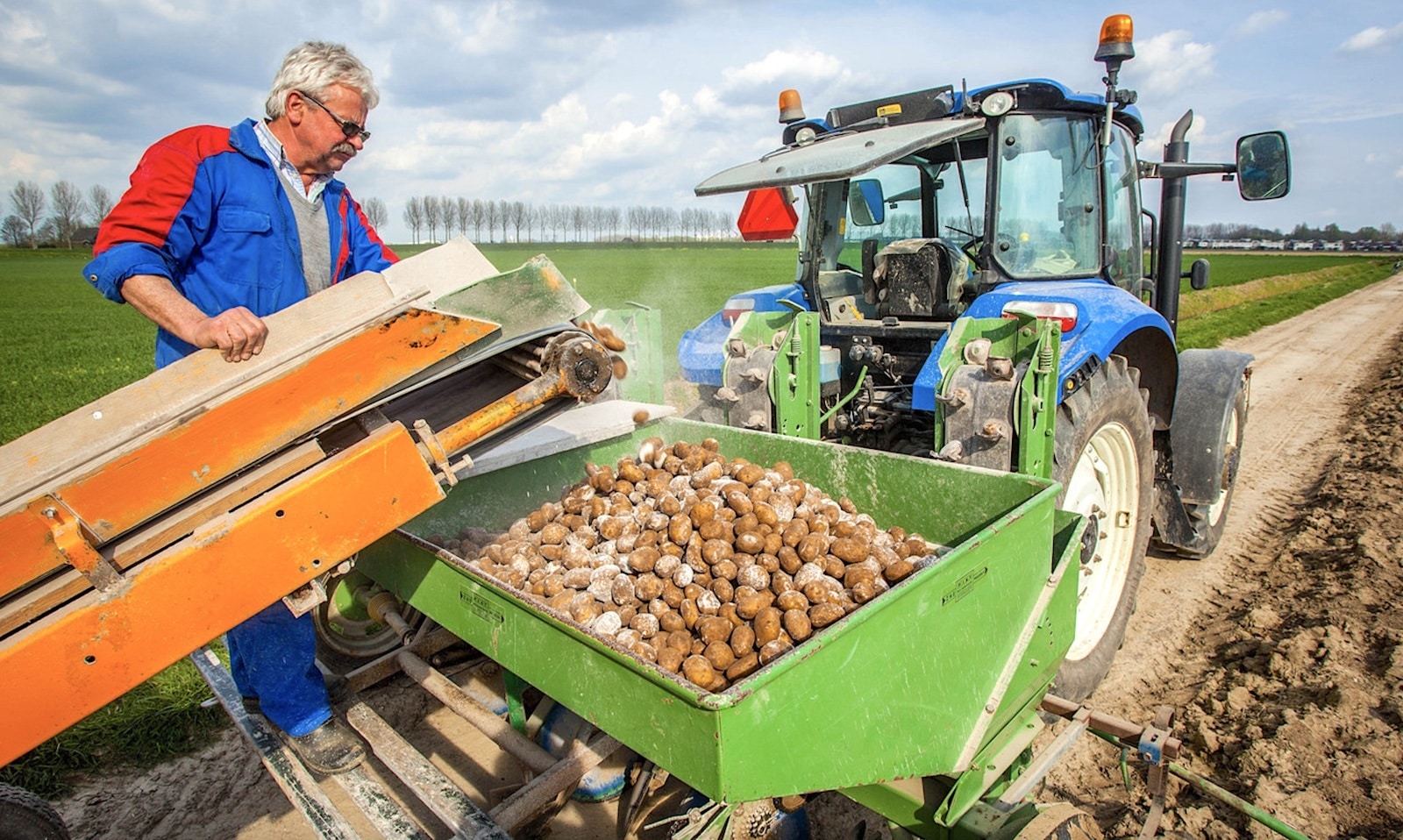 Boer poot zijn aardappelen. Beeld: Qphoto