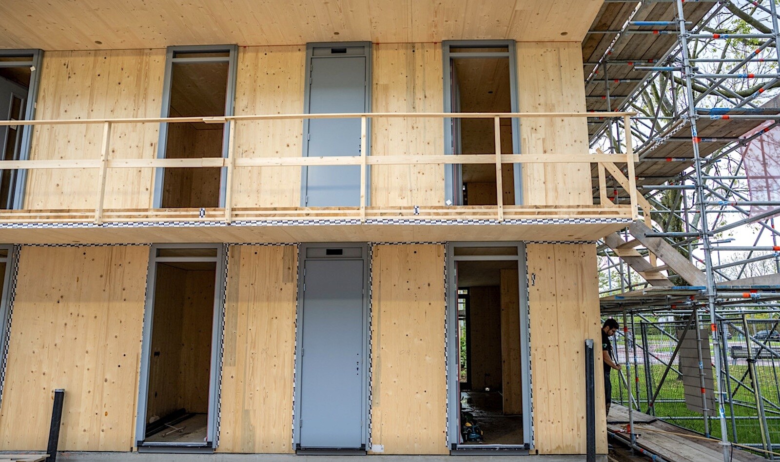 Een wooncomplex in houtbouw, van ontwikkelaar Egbert van den Bergh. Foto: Frank de Roo