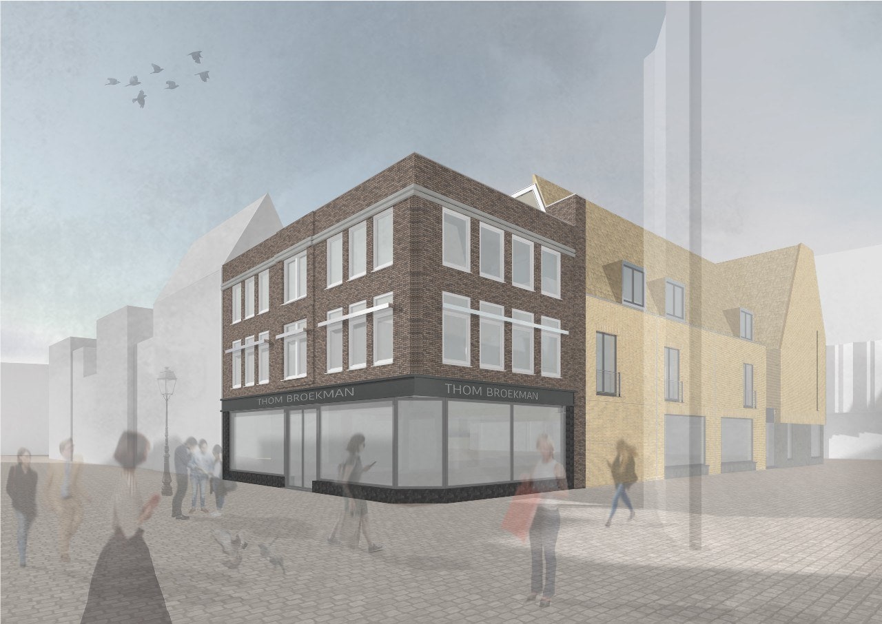 De eerste en tweede verdieping van het illustere Thom Broekman-pand, momenteel in gebruik als kantoor- en magazijnruimte, krijgen een woonfunctie. Hier worden veertien appartementen gerealiseerd, variërend van zo'n 40 tot 70 vierkante meter. De toekomstige huurders krijgen onder andere de beschikking over een gezamenlijke binnentuin met uitzicht op de Domtoren en een inpandige fietsenstalling.
