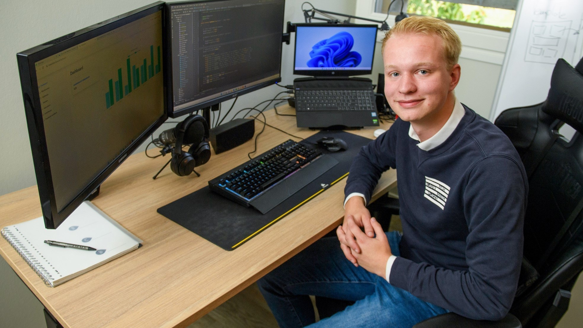 Stephan Rohaan (19) is na 8 maanden in dienst weer zijn eigen bedrijf begonnen. Foto: Lars Smook