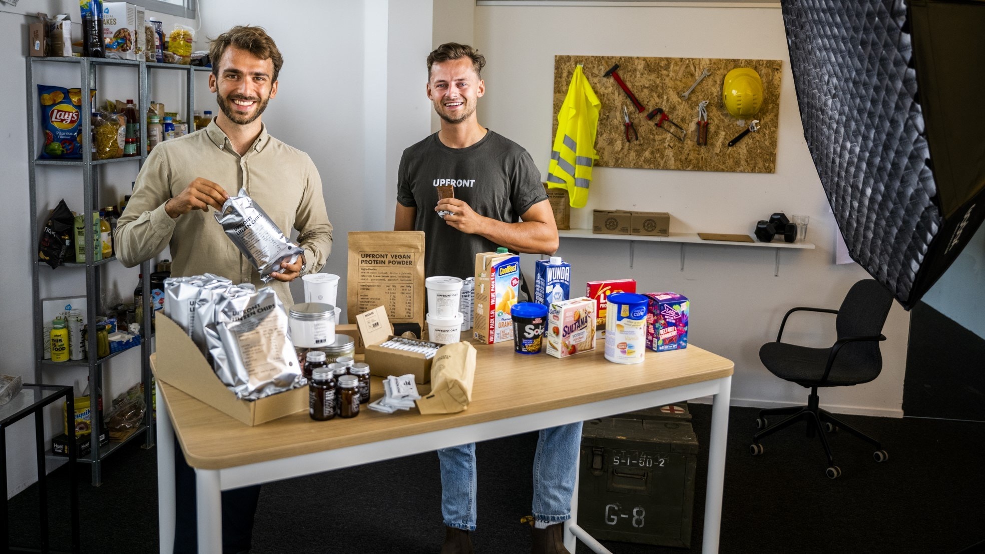 Mark de Boer (links) en Harro Schwencke willen met hun startup Upfront de voedingsindustrie op zijn kop zetten. Foto: Frank de Roo