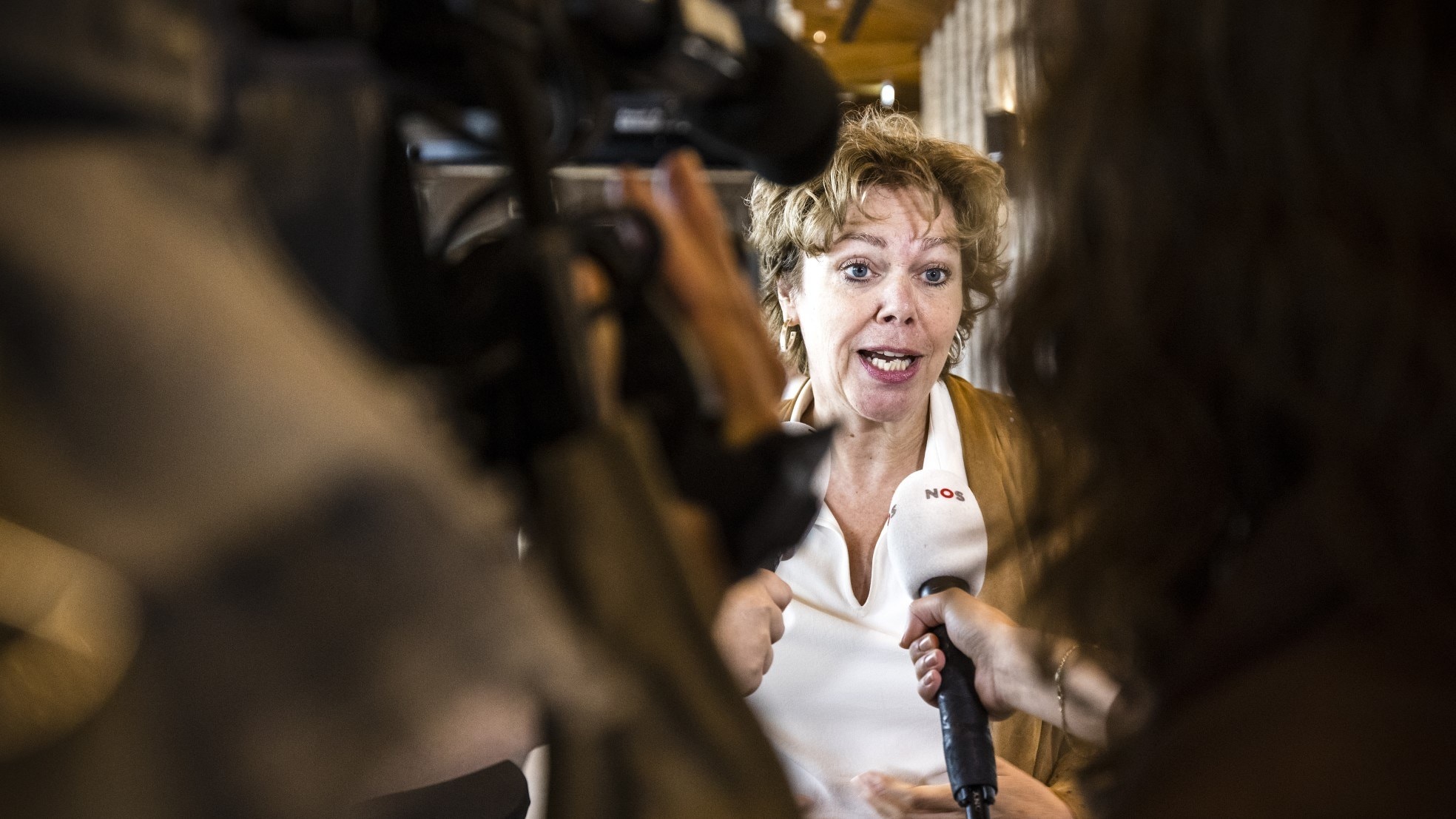 VNO-NCW-voorzitter Ingrid Thijssen na het overleg met bemiddelaar Johan Remkes over het stikstofbeleid. Foto: ANP
