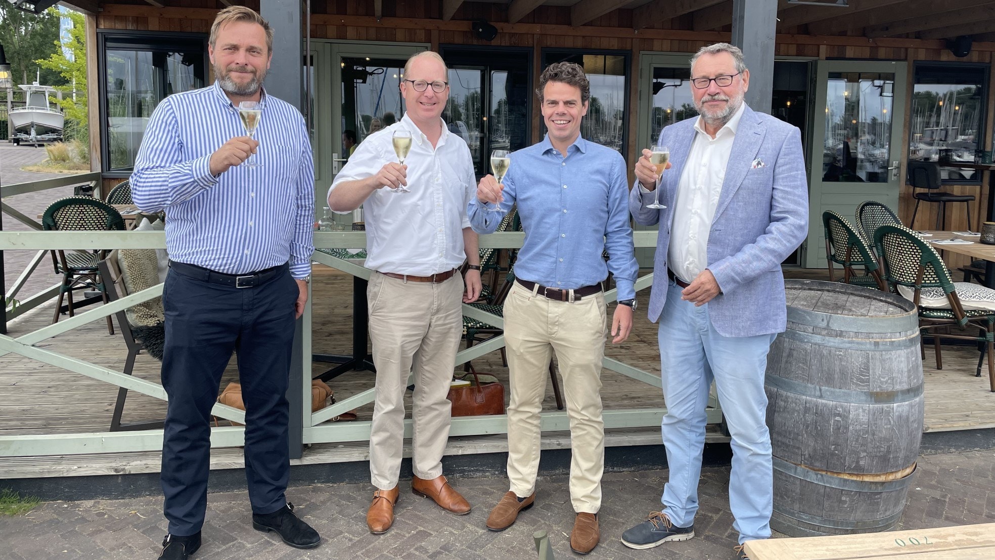 Van links naar rechts Ferry Bosgra (Leap24), Pelle Schlichting (Leap24), Niels van Heesewijk (Meewind) en Johan Swager (Meewind).