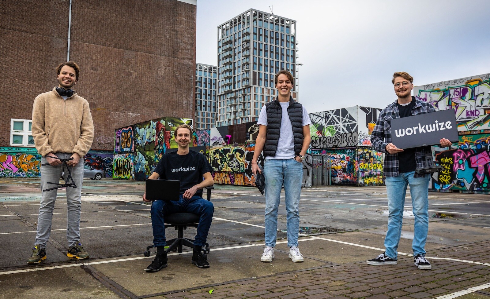 Het team van Workwize, met in het midden ceo en co-founder Michiel Meyer.