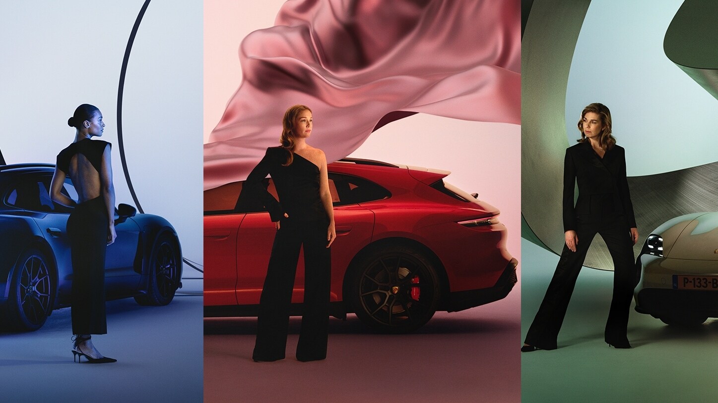 Martika Avalon, Marloes Hoedeman en Suzanne Swarts (vlnr.) vertegenwoordigen het Girlhood dreams initiatief. Foto: Porsche Nederland