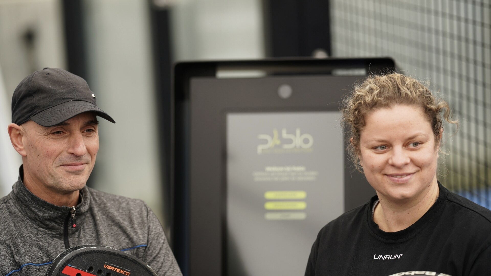 Brahim Boulbahaiem en Kim Clijsters, de oprichters van het videoregistratiesysteem Pablo. Foto's: Pablo.