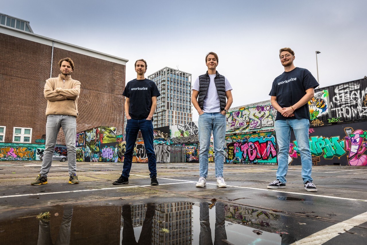De oprichters van Workwize v.l.n.r.: Dirk Kranendijk, Michiel Meyer, Sebastiaan Scholten en Victor Dik. Foto: Workwize