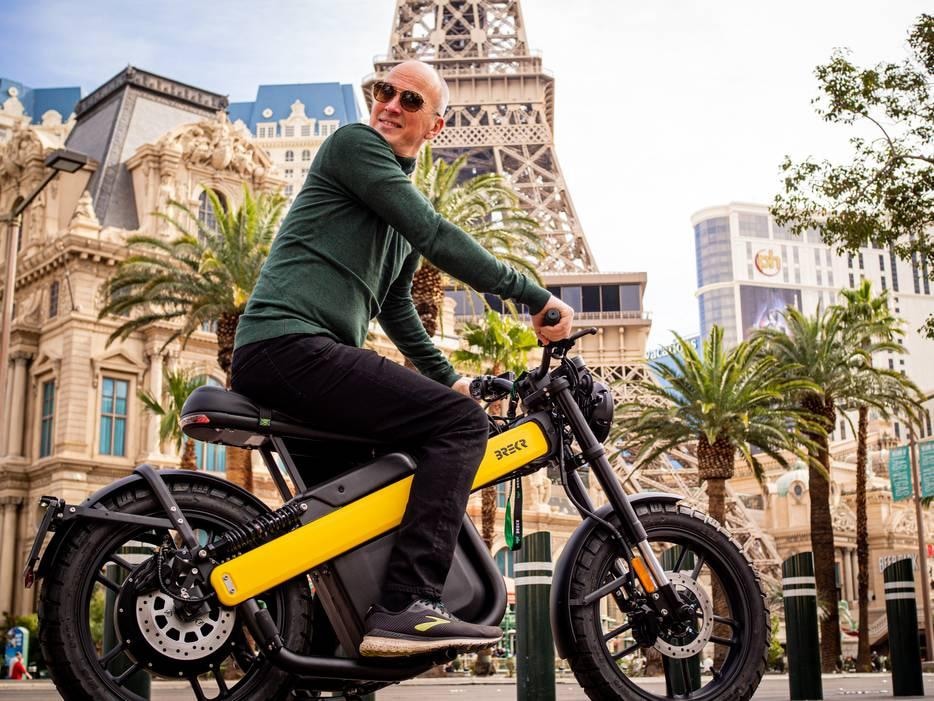 Jasper Hagedoorn op de Achterhoekse brommer in Las Vegas.