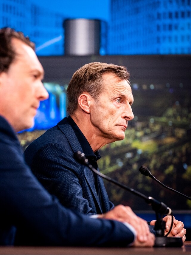 Riemer Rijpkema als woordvoerder van Fieldlab Evenementen. Foto: ANP.
