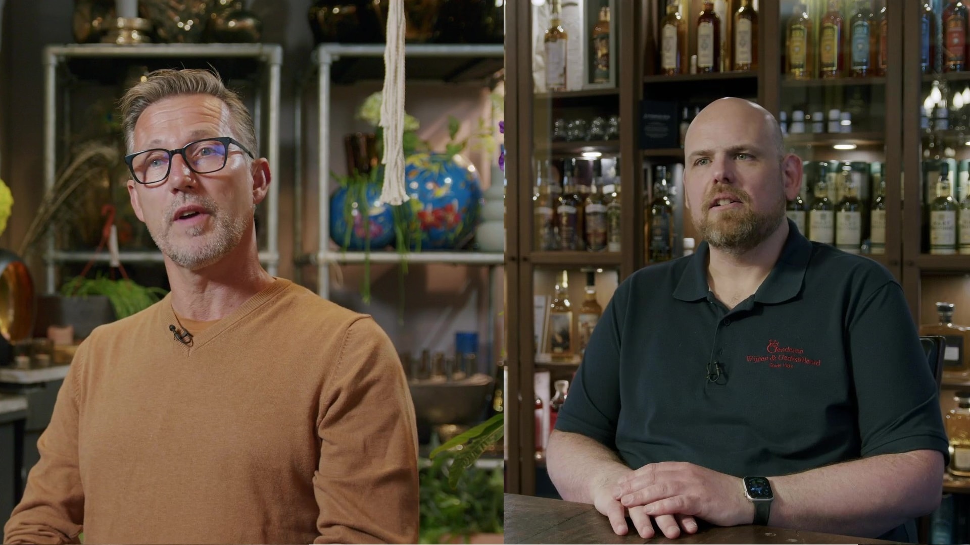 Johan Hessing, eigenaar Hessing Flowers&amp;More (links), Ricardo Kruijskamp, slijterij Van Genderen Wijnen &amp; Gedistilleerd (rechts)
