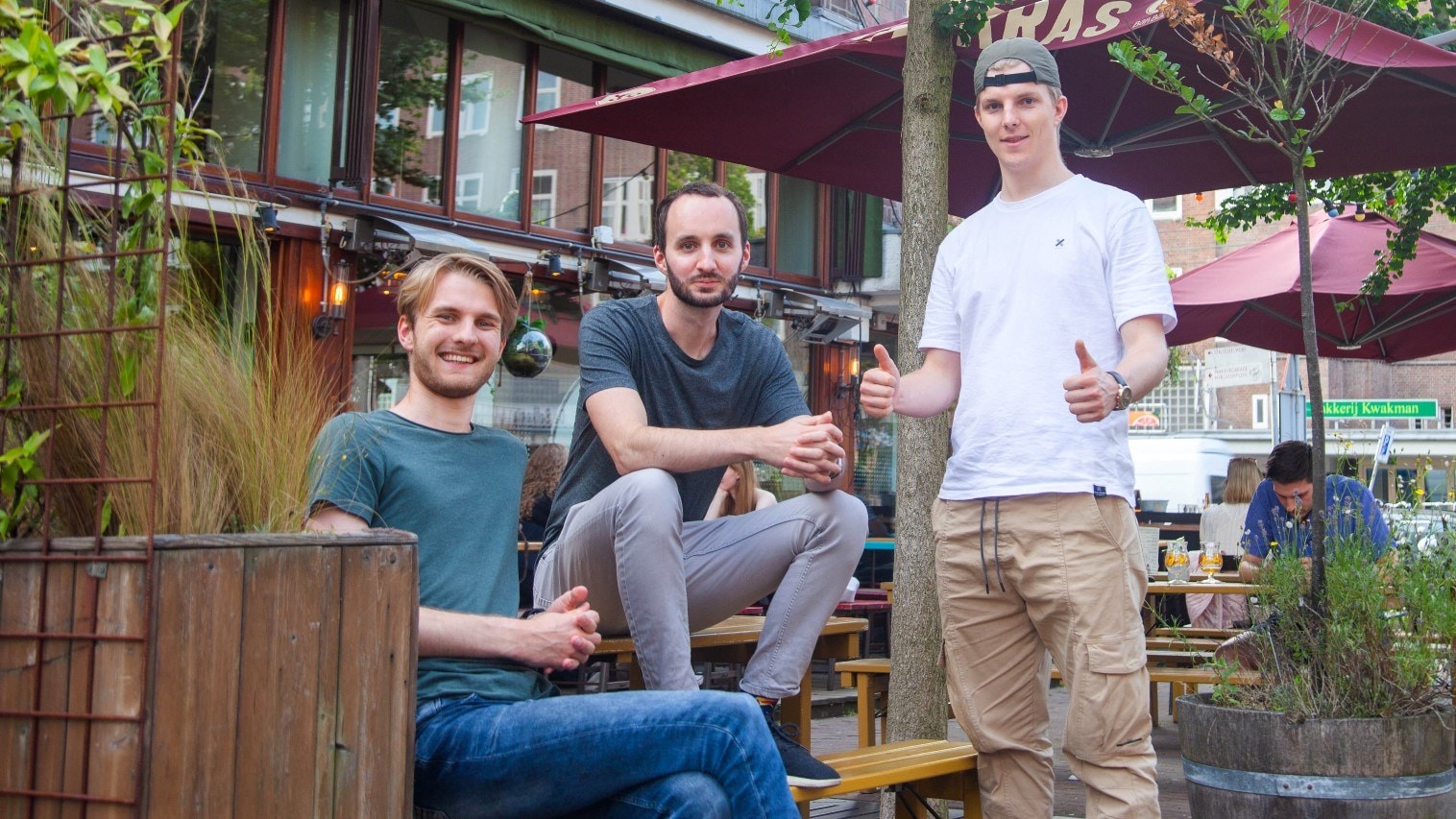 Orderli-oprichters Sven van der Zee (21, links), Dorus van den Oord (27, midden) en Maurits Franken (22, rechts). Foto's: Orderli