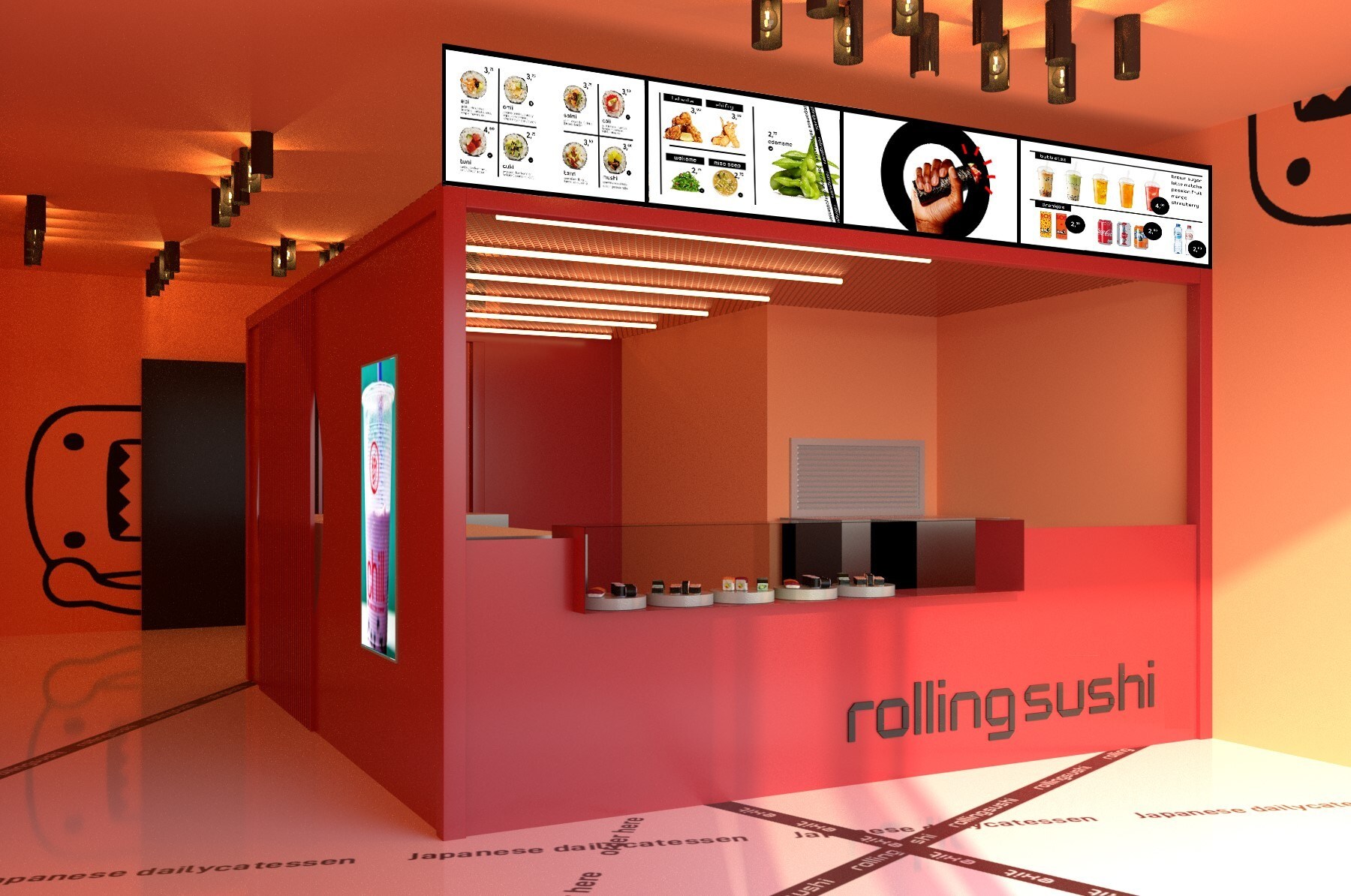 In de eerste Rollingsushi-winkel.