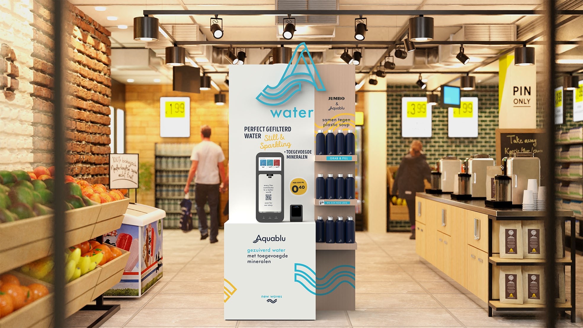 Een demoversie van een Aquablu Refill-punt.