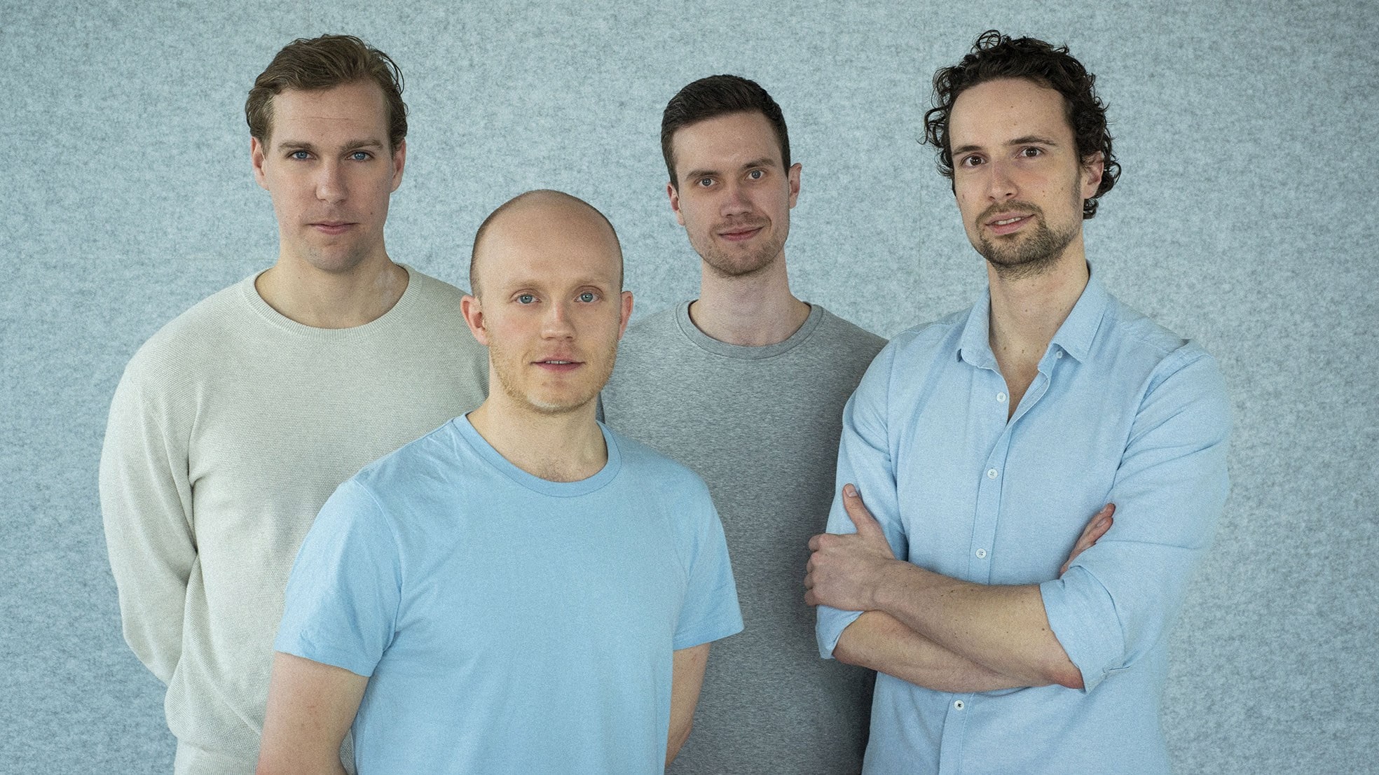 Van links naar rechts: David Knap, David Schogt, Wouter Florijn en Joran Iedema, oprichters van Dyme. Foto: Dyme