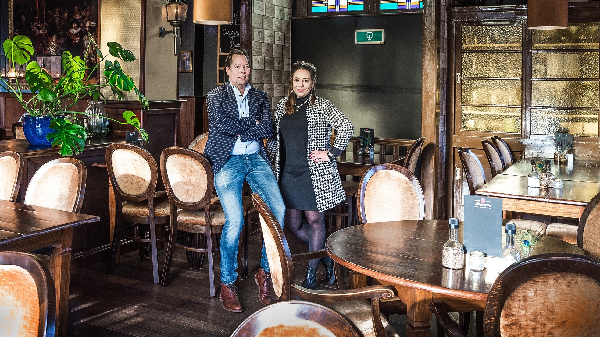 Restauranteigenaar Caspar Hermeler met compagnon en vriendin Liset Sieben.