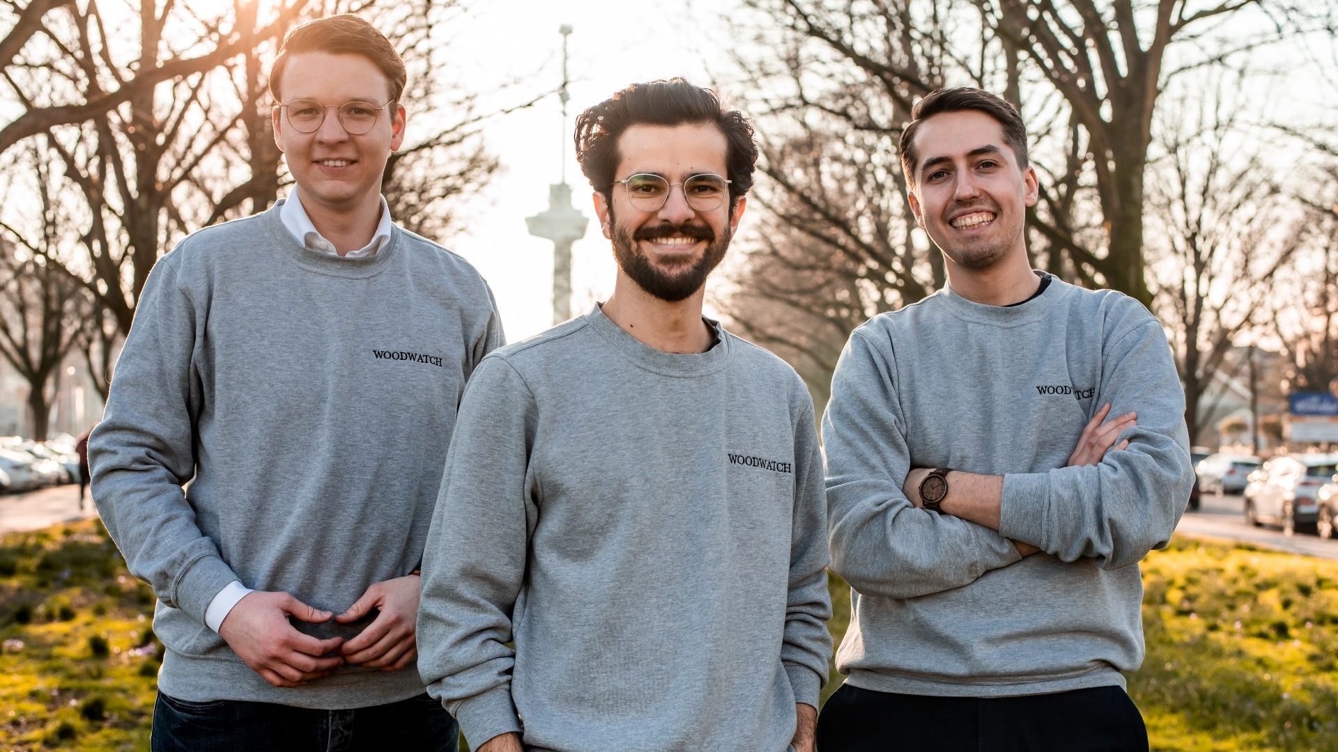 De oprichters van WoodWatch: Kevin van der Veer, Daniël Salimian en Jeroen Westerbeek. Foto: WoodWatch