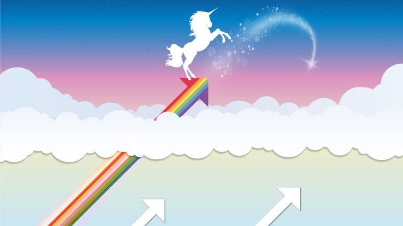 Amsterdam telt steeds meer unicorns, bedrijven die op papier meer dan een miljard euro of dollar waard zijn. Illustratie: Laura van der Bijl