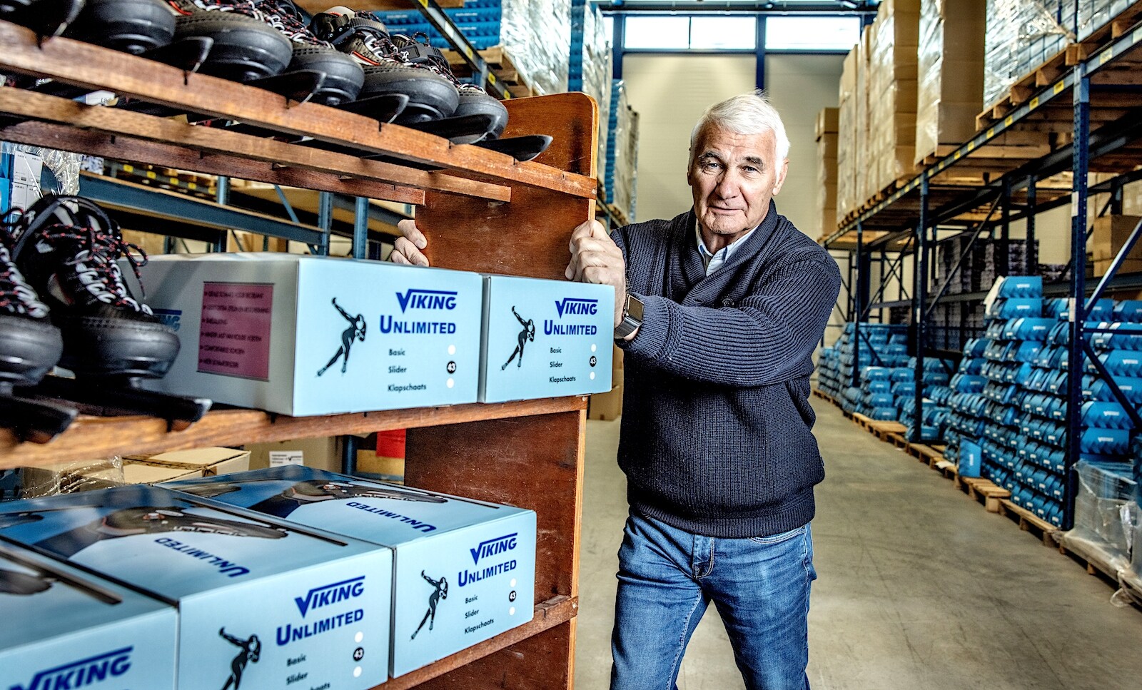Jaap Havekotte, eigenaar van schaatsfabriek Viking. Foto: Jean-Pierre Jans. Jaap Havekotte, eigenaar van schaatsfabriek Viking. Foto: Jean-Pierre Jans. Foto: AD/Jean-Pierre Jans.