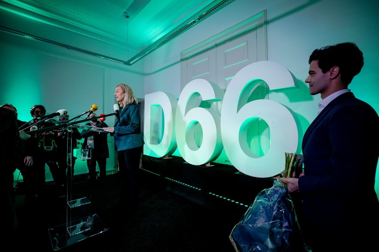 De nummer 1 en 2 van D66: links Sigrid Kaag, rechts Rob Jetten. Foto: ANP