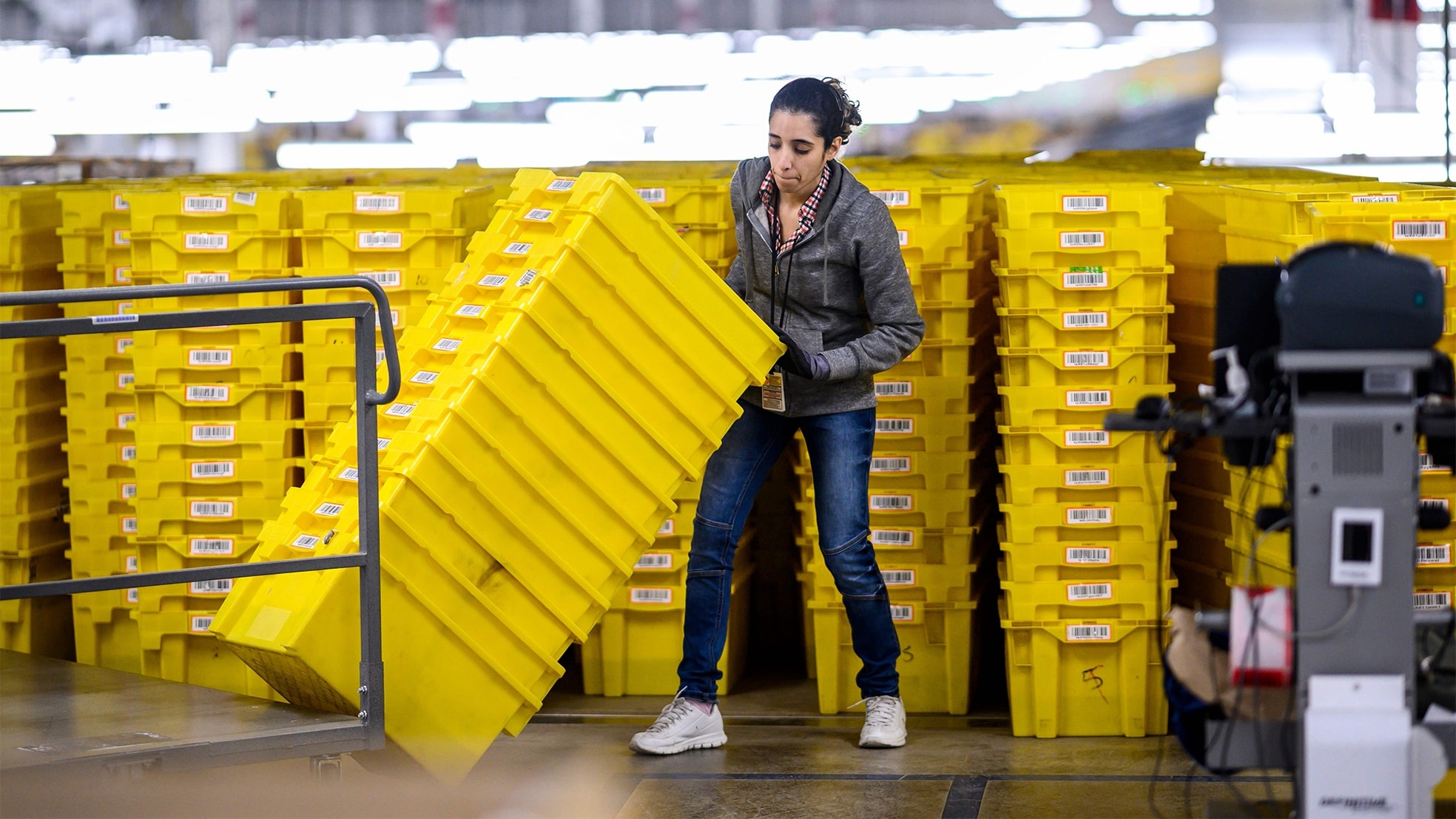 Een Amazon-sorteer- en bezorgcentrum in thuisland Verenigde Staten. Foto: AFP