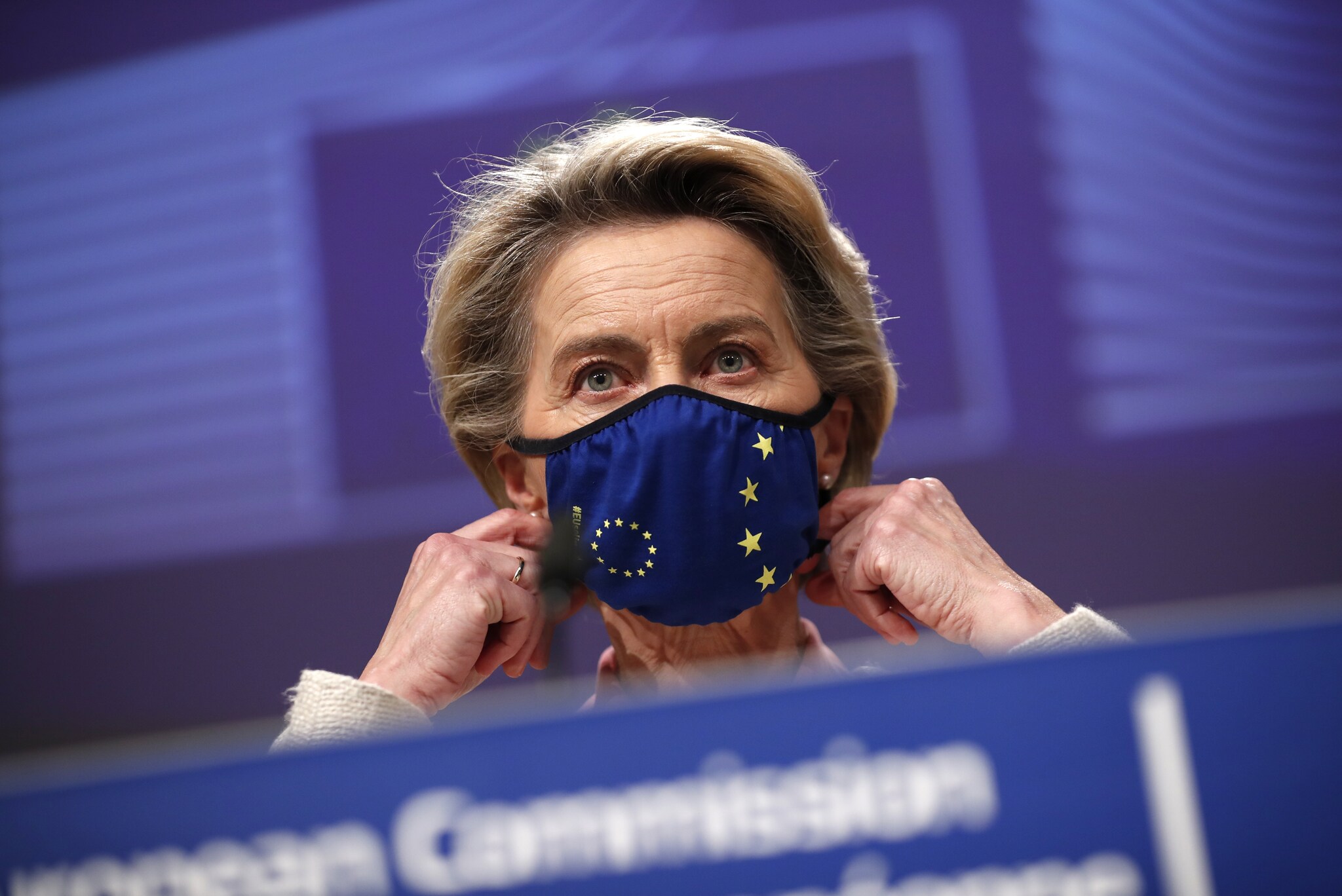 Europese Commissie-voorzitter Ursula von der Leyen tijdens haar persconferentie over de Brexitdeal. Foto: ANP