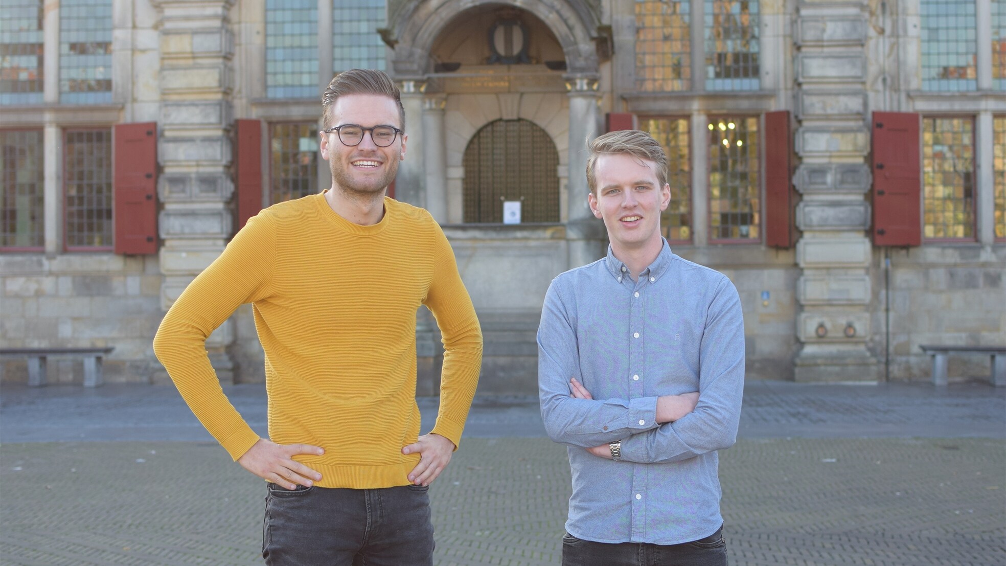 Studerende ondernemers Tom Schuurmans en Dennis Botman (rechts).
