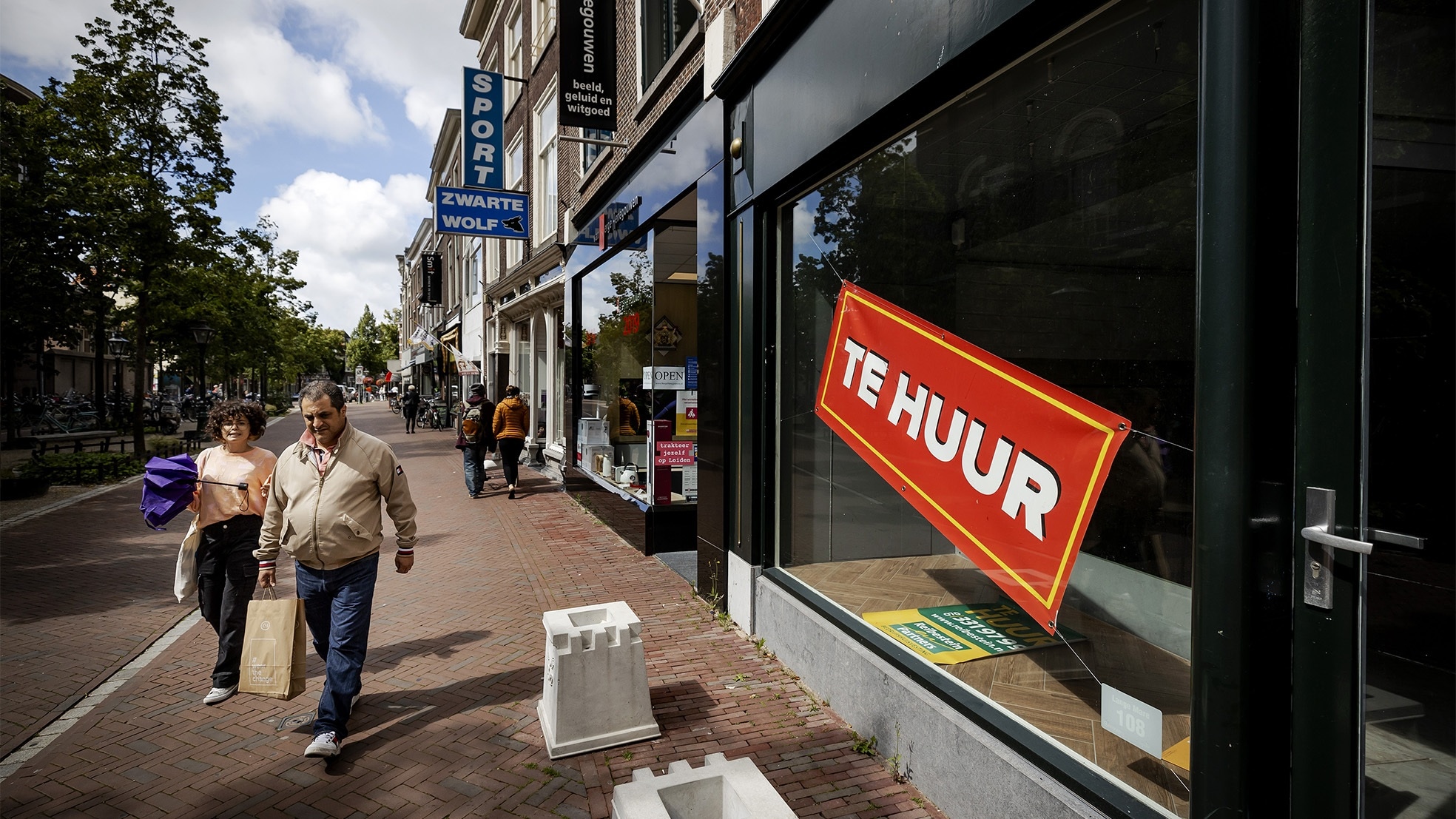 Een leegstaand winkelpand in de binnenstad van Leiden. Foto: ANP