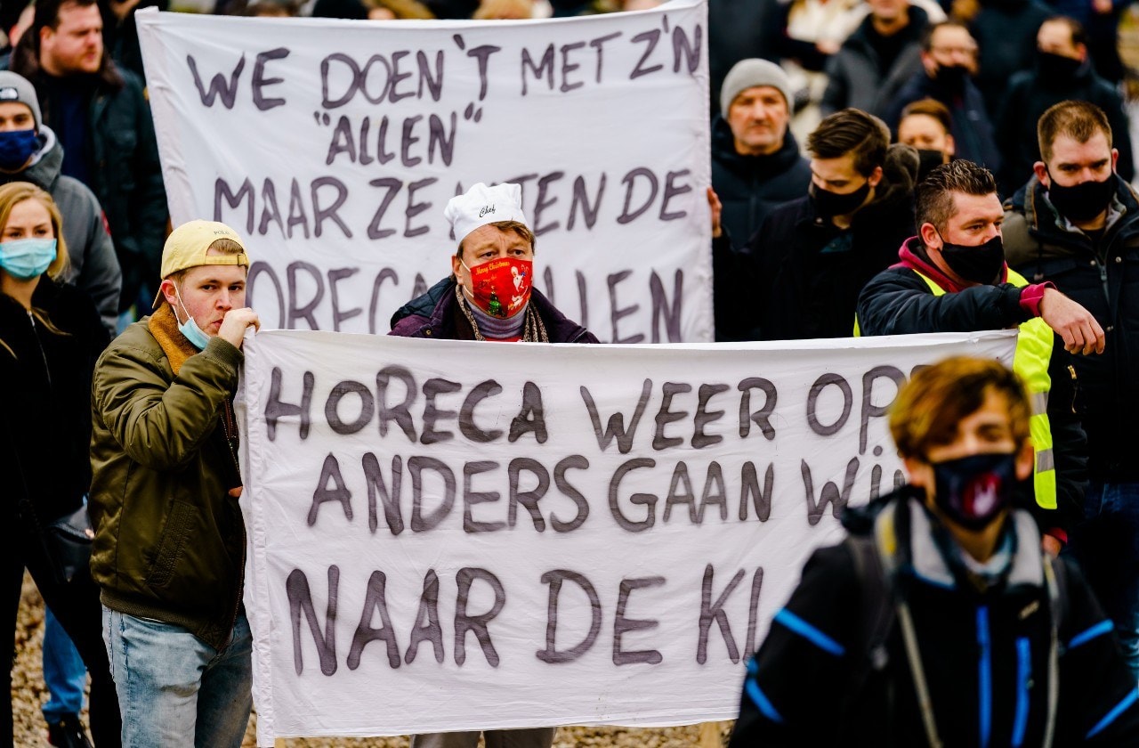 Horecaondernemers protesteren in Den Haag. Foto: ANP