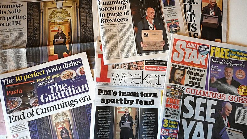 De Britse kranten pakten flink uit met het vertrek van Brexit-adviseur Dominic Cummings.