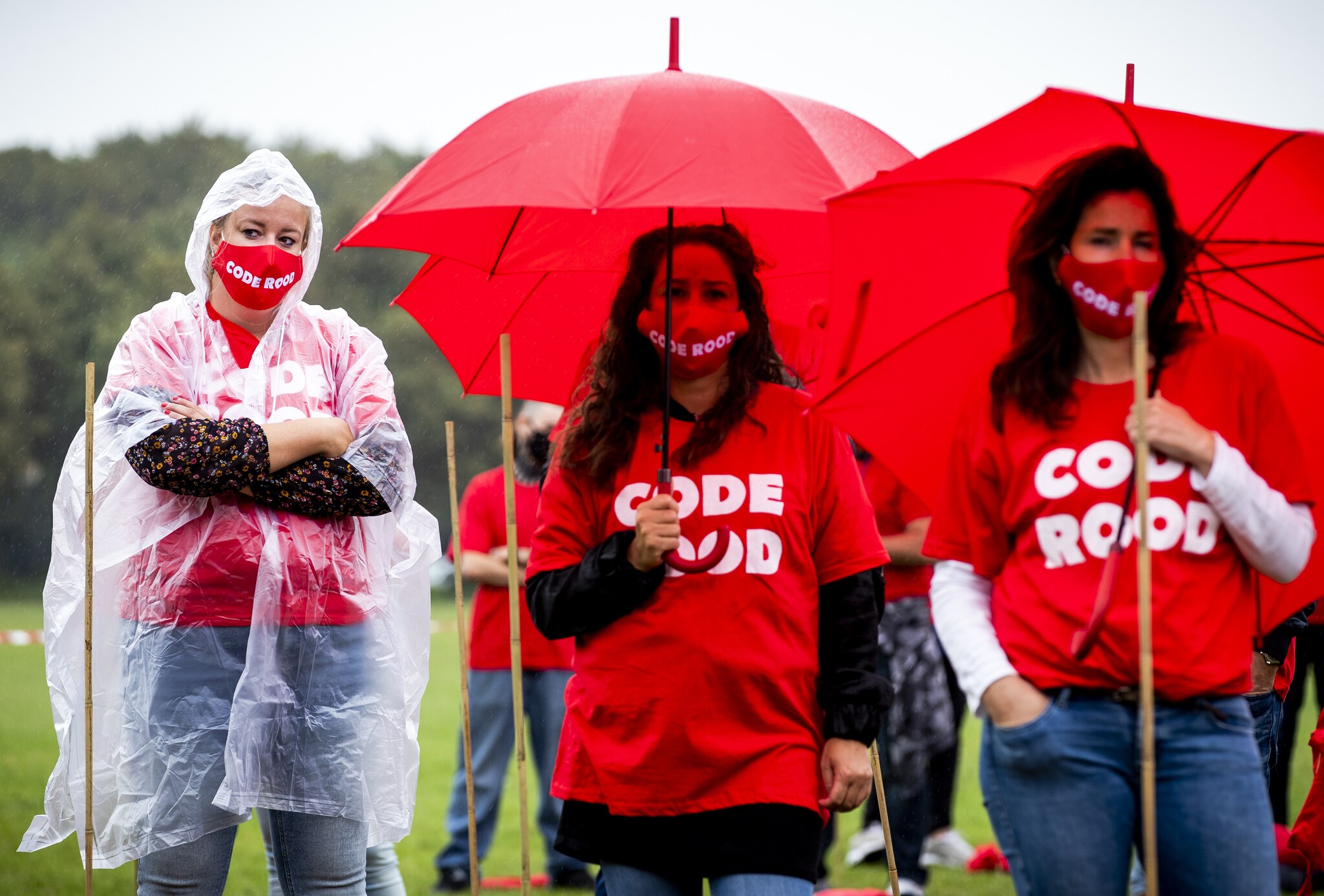 Demonstranten op het Malieveld tijdens een protestactie van de evenementenbranche in augustus. Foto: ANP