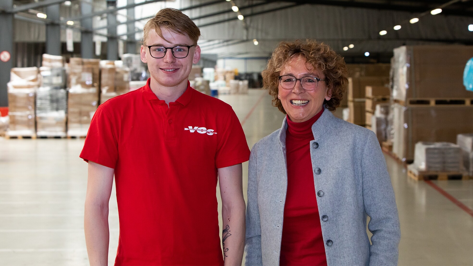 Diony Hooglander met zijn HR-manager Gitte Wisselink van VOS Expeditie B.V. Foto: Rick de Visser