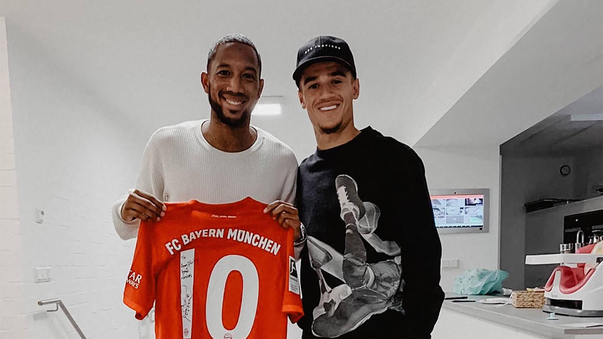 Fabian Sporkslede (links) en Philippe Coutinho. Foto: Instagram Fabian Sporkslede