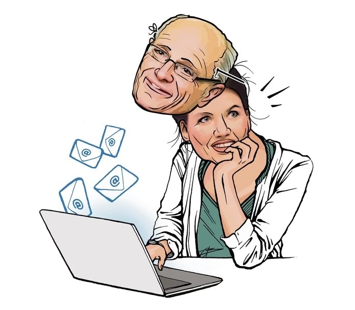 Gerard Sanderink en Rian van Rijbroek. Illustratie: Gezienus Bruining/Tubantia.