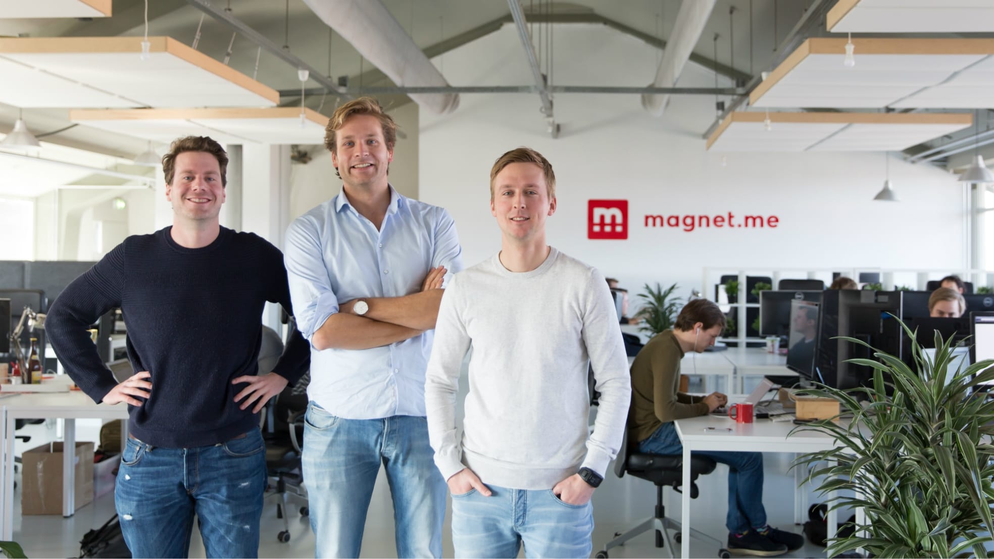 Laurens van Nues, Vincent Karremans en Freek Schouten, de oprichters van Magnet.me.
