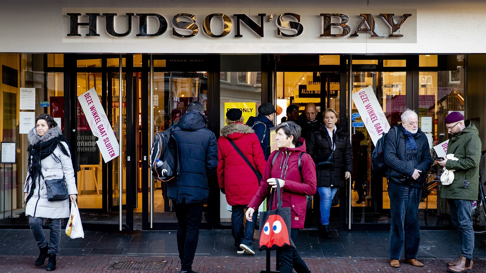 De laatste week van de opheffingsuitverkoop van winkelwarenhuis Hudsons Bay in Leiden. (Foto: Sem van der Wal/ANP)