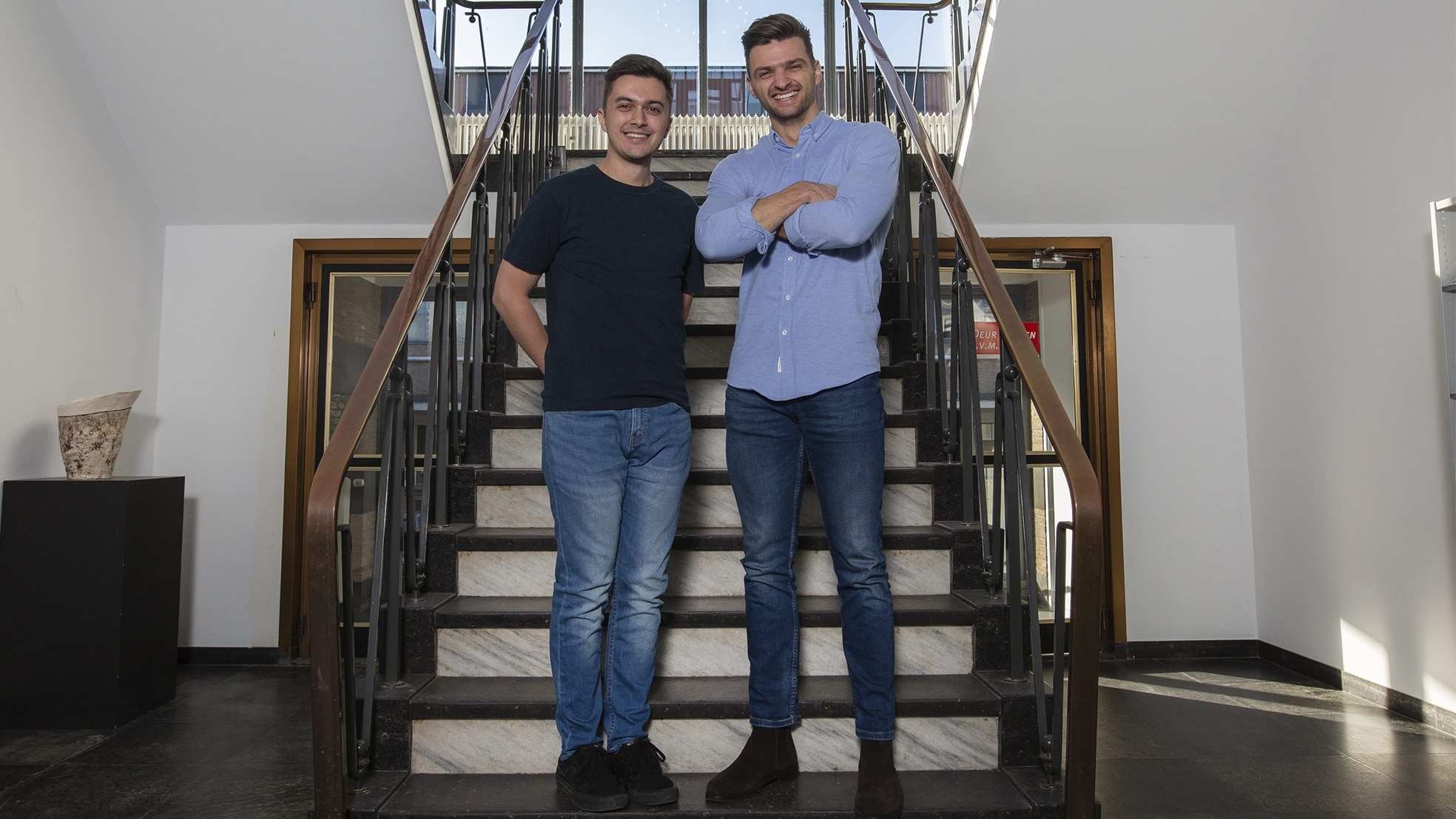 Melvin Beemer en Mitchell Warmerdam (rechts), de mannen achter Gymeyes. (Foto: John van Hamond)