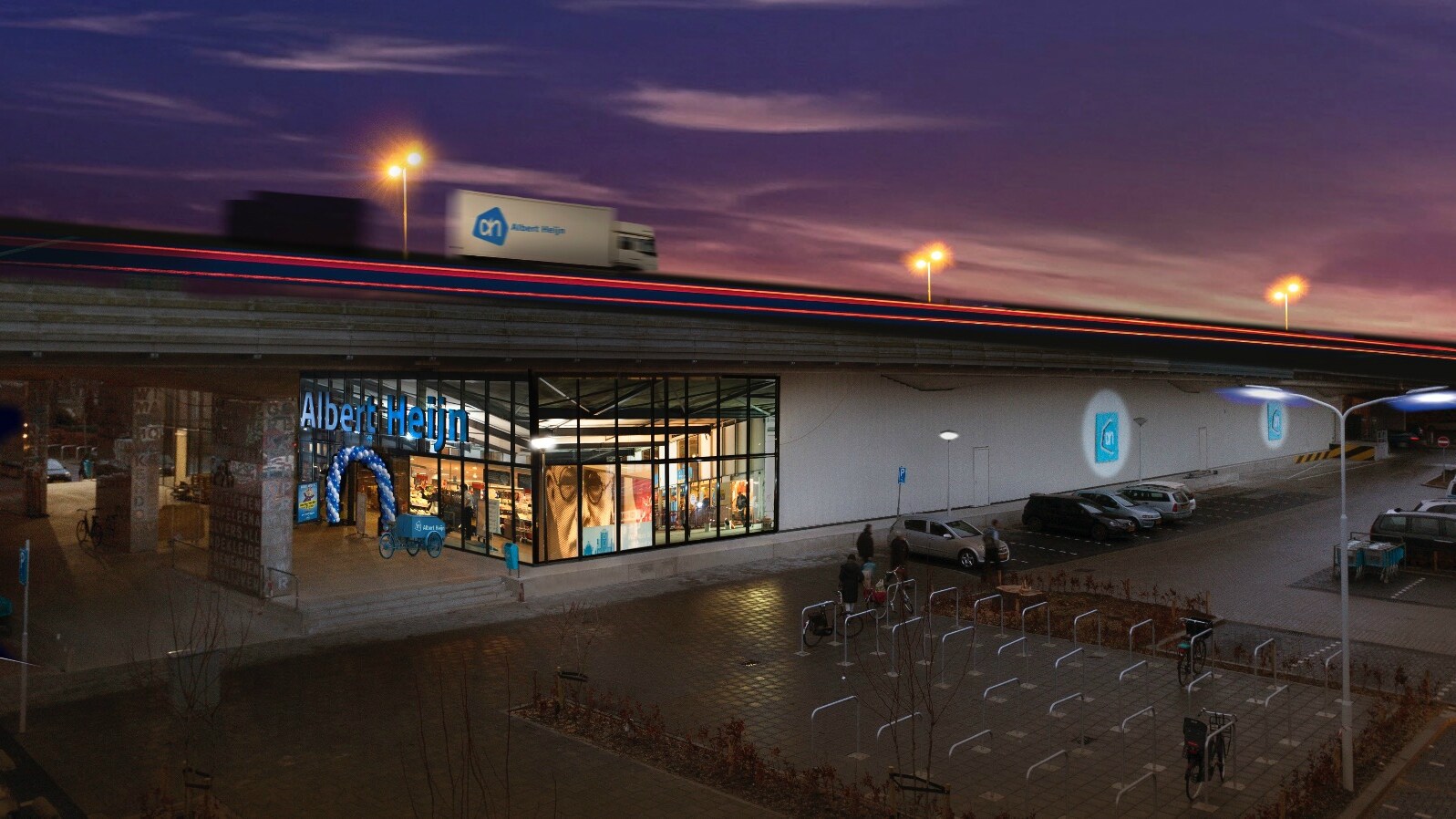 Dit is 'm, de mooiste van Nederland, ónder een snelweg. Foto: Albert Heijn.