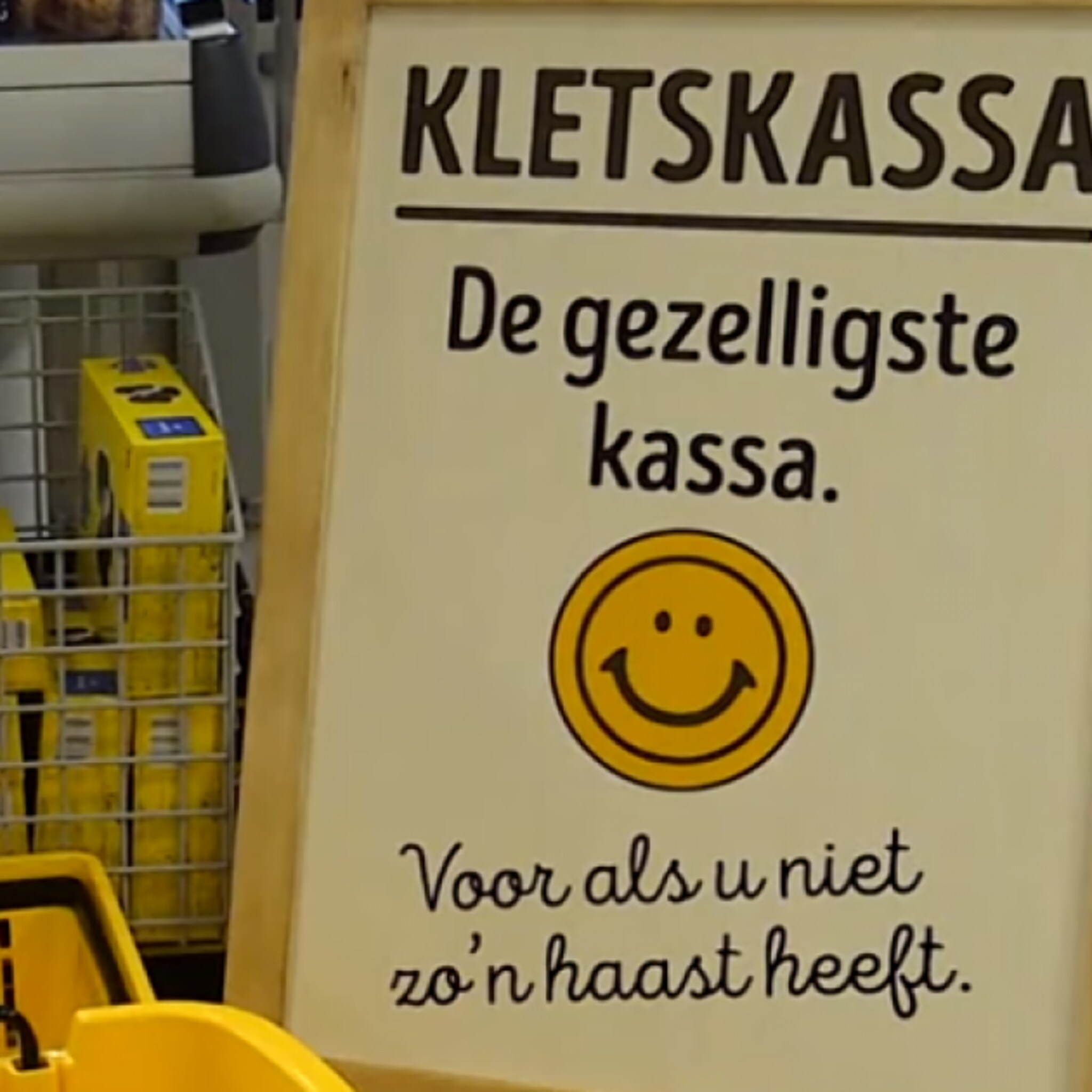 jumbo supermarkt is de eerste met een speciale kletskassa