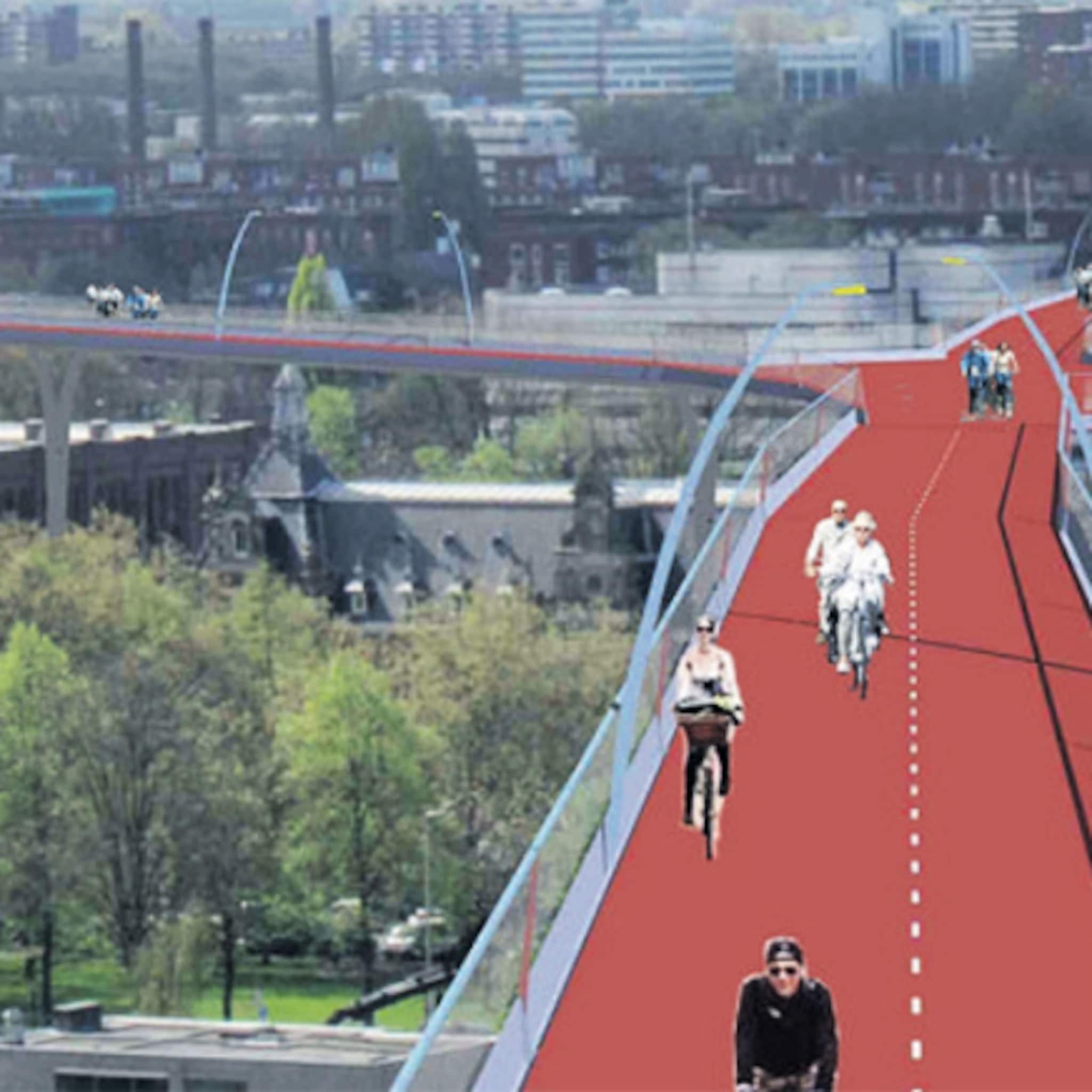 fietspad in de lucht