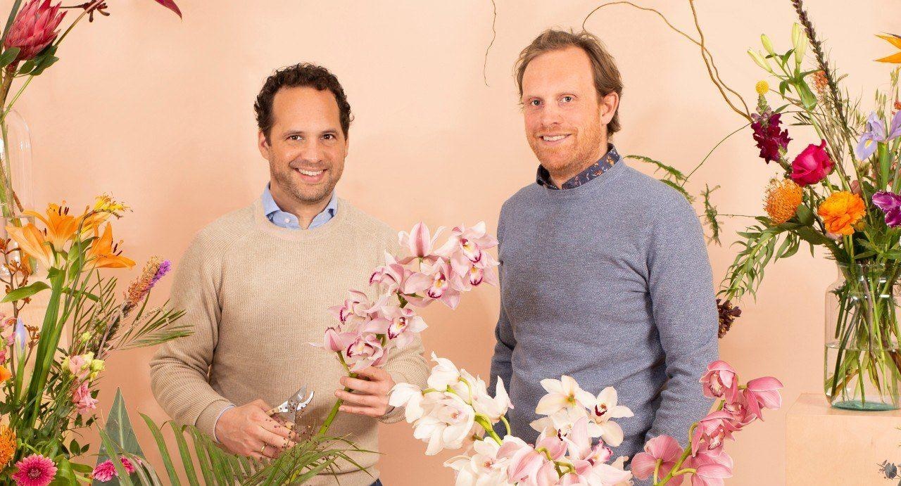 Bloomon-oprichters Bart Troost (rechts) en Patrick Hurenkamp hebben hun onderneming verkocht aan Bloom &amp; Wild uit Engeland. Foto: Bloomon